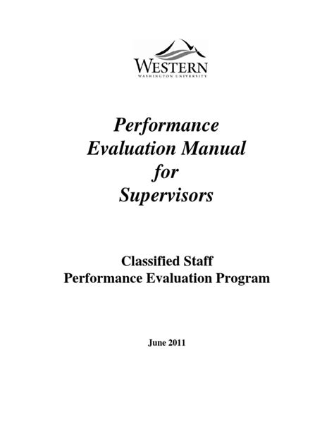 Performance Evaluation Manual For Supervisors