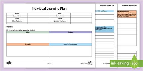 Personal Learning Plan Template