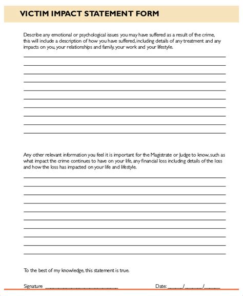 Personal Victim Impact Statement Template