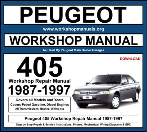 Peugeot 405 Service Repair Manual Download 1987 1997