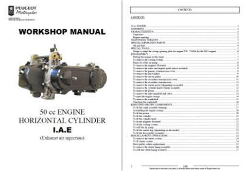 Peugeot 50cc Lc Hl2 Horizontal Scooter Engine Full Service Repair Manual 2005 2012