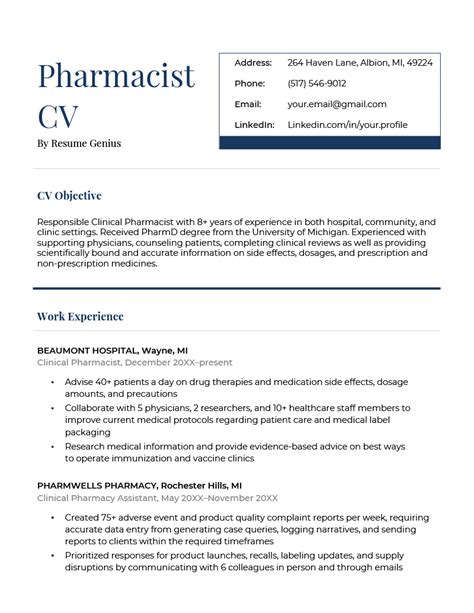 Pharmacist Cv Template