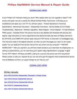 Philips 40pfl8664h Service Manual Repair Guide
