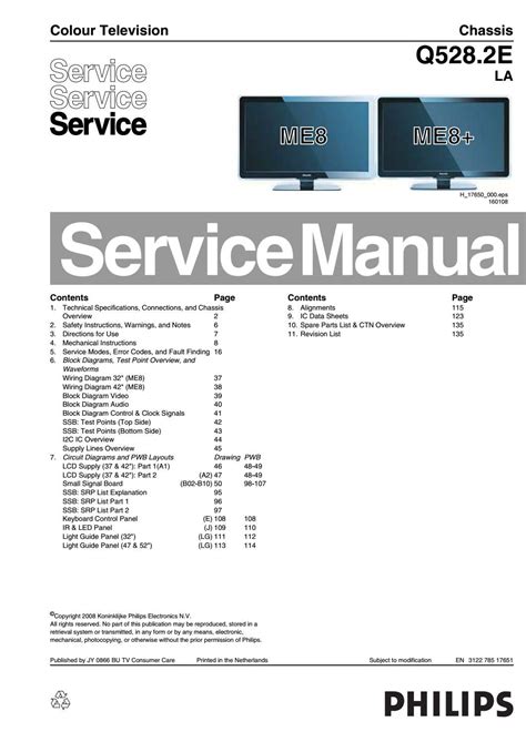 Philips 42pfl7613d Q528 2ela Chassis Service Manual Repair Guide