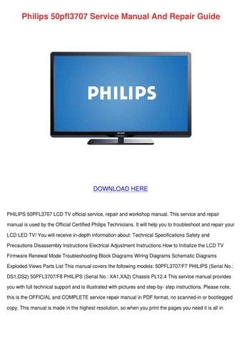 Philips 50pfl3707 Service Manual And Repair Guide