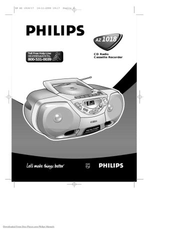 Philips Az1018 Cd Stereo Radio Recorder Service Manual