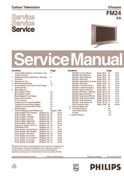 Philips Chassis Fm24aa Colour Tv Service Manual