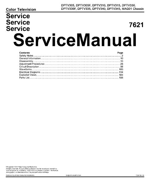 Philips Dptv305 Dptv310 Tv Service Manual