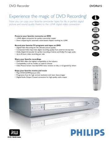 Philips Dvdr615 Dvd Recorder Manual