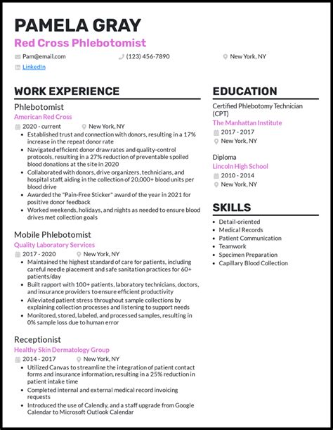 Phlebotomy Resume Template