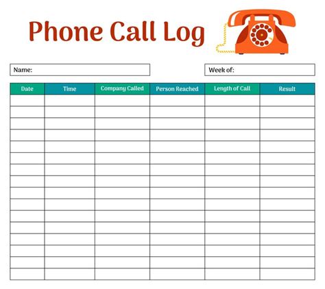 Phone Call Log Template