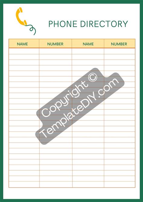 Phone Directory Template Word