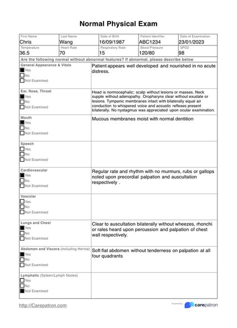 Physical Assessment Template