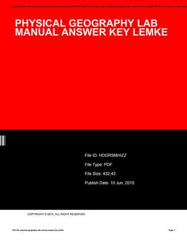 Physical Geography Lab Manual Answer Key Lemke