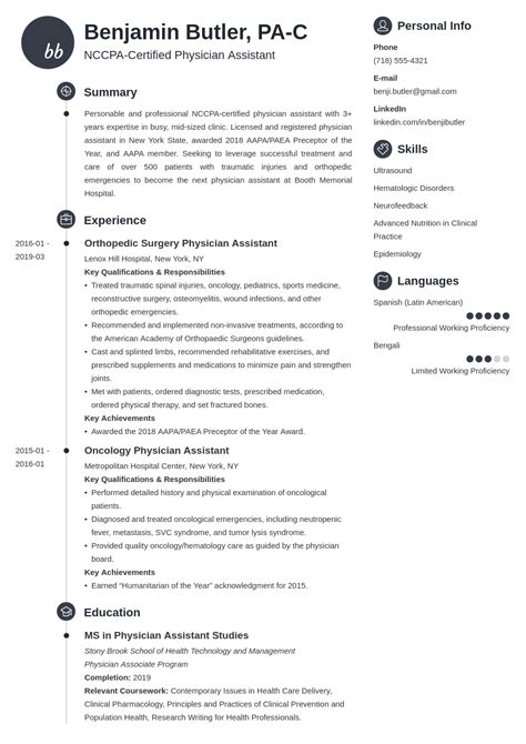 Physician Assistant Cv Template