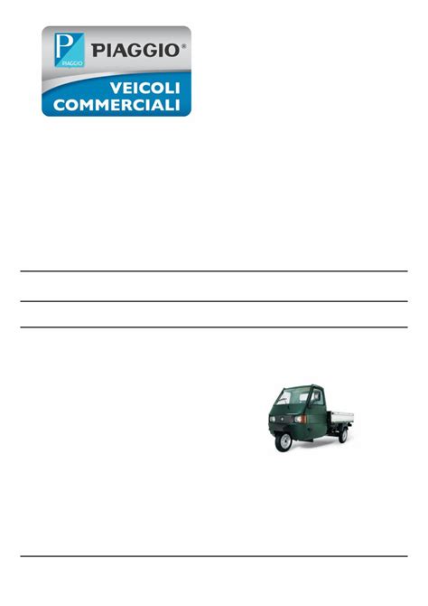 Piaggio Ape Benzina Workshop Service Manual