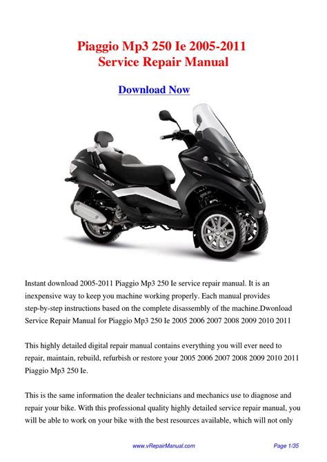 Piaggio Mp3 250 Factory Service Repair Manual Download