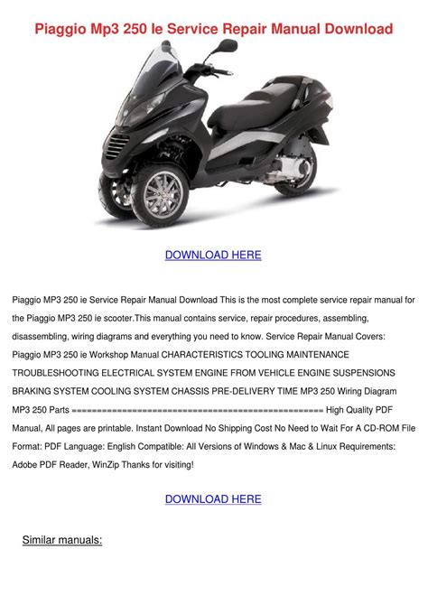 Piaggio Mp3 250 Ie Service Repair Manual Pdf