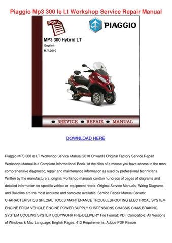 Piaggio Mp3 300 Ie Lt Workshop Service Repair Manual