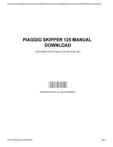 Piaggio Skipper St 125 Service Manual Download