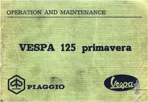 Piaggio Vespa 125 Primavera Service Repair Workshop Manual