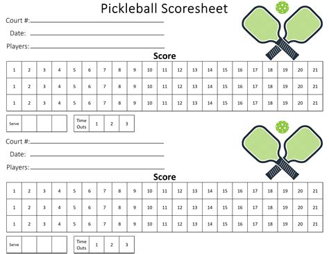 Pickleball Score Sheets Printable