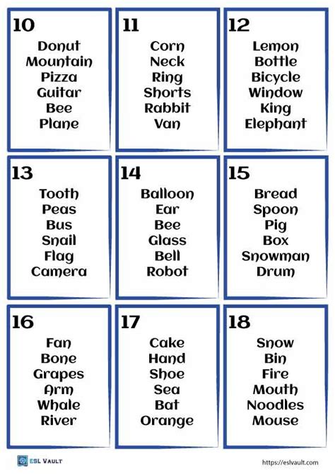 Pictionary Cards Printable