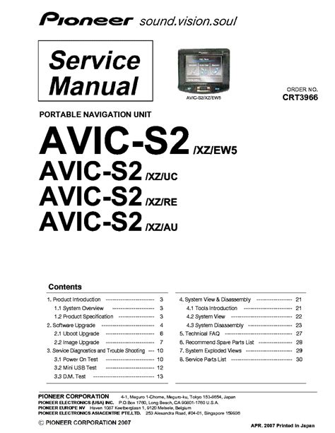 Pioneer Avic S2 Service Manual Repair Guide