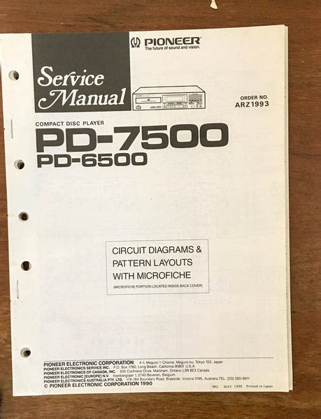 Pioneer Pd 6500 Pd 7500 Original Service Manual