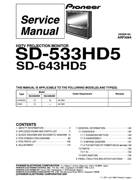 Pioneer Sd 533hd5 643hd5 Service Manual Repair Guide