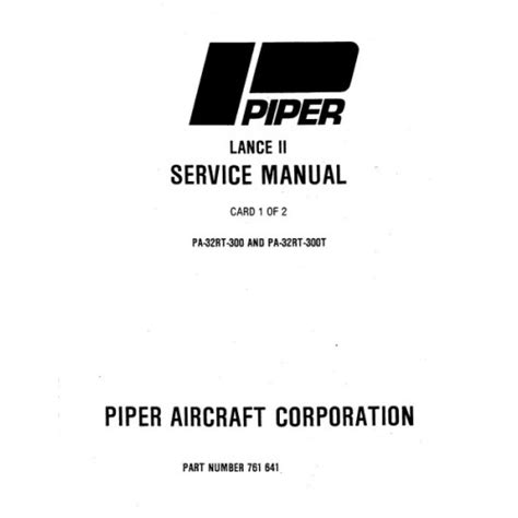 Piper Lance Ii Service Manuals Service Manual 1986