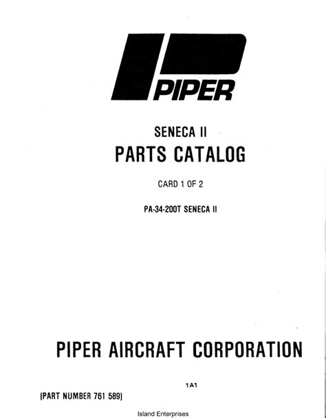 Piper Seneca Ii Pa 34 200t Service Manual Parts Catalog Download