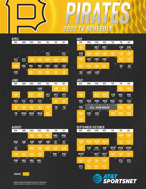 Pirates Printable Schedule