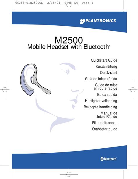 Plantronics M2500 Bluetooth Headset Manual