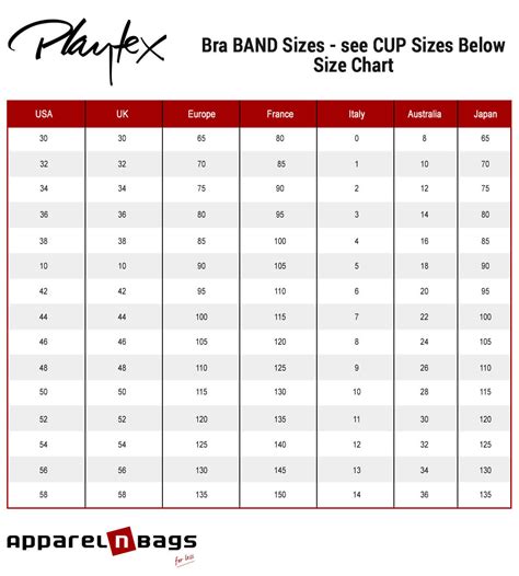 Playtex 18 Hour Bra Size Chart
