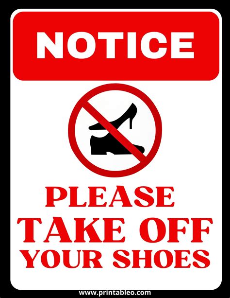 Please Take Off Your Shoes Sign Printable Free