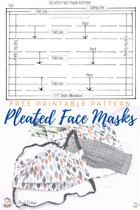 Pleated Face Mask Pattern With Filter Pocket Printable