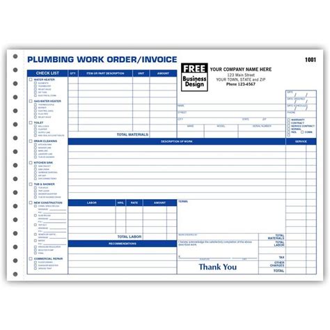 Plumbing Work Order Template