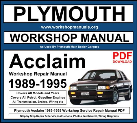 Plymouth Acclaim 1989 1995 Workshop Service Manual Repair