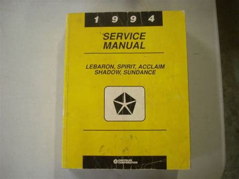 Plymouth Acclaim 1994 Repair Service Manual