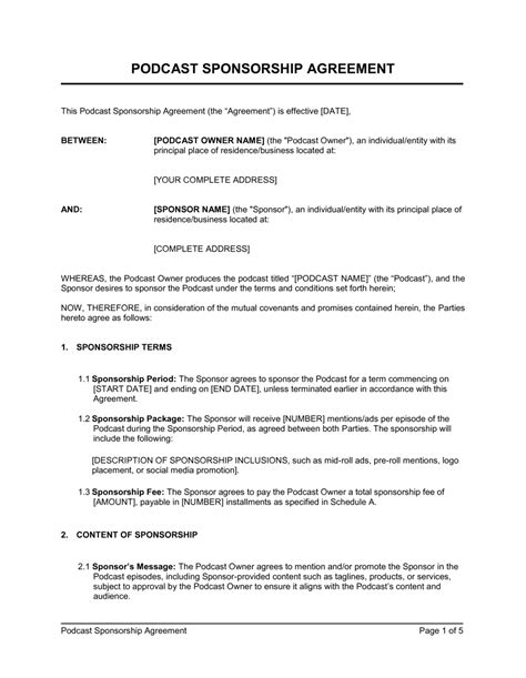 Podcast Agreement Template