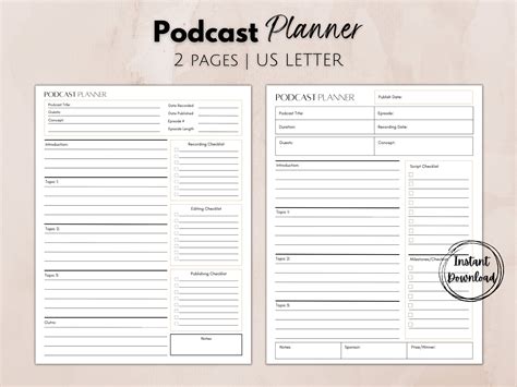 Podcast Planner Template Free
