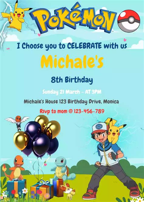 Pokemon Birthday Invitations Printable
