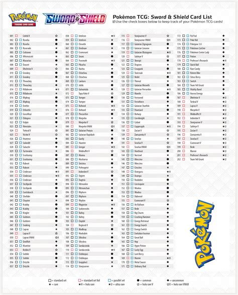 Pokemon Card Checklist Printable