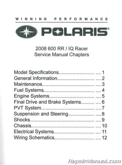 Polaris 600 Rr Iq Racer 2007 2008 Factory Service Manual Pdf