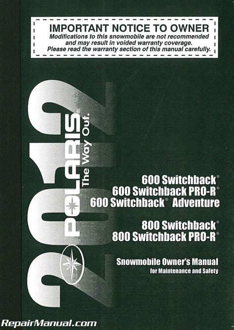 Polaris 600 Switchback 2012 Factory Service Repair Manual