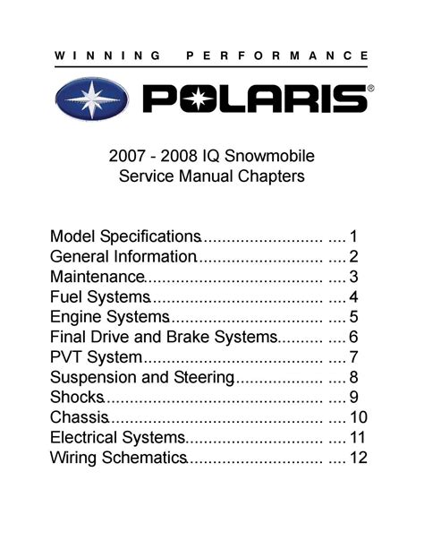 Polaris Iq 2007 2008 Factory Service Repair Manual