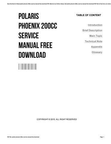 Polaris Phoenix 200cc Service Manual Free Download