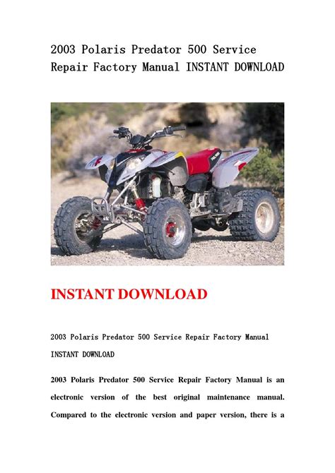 Polaris Predator 500 2003 Service Manual