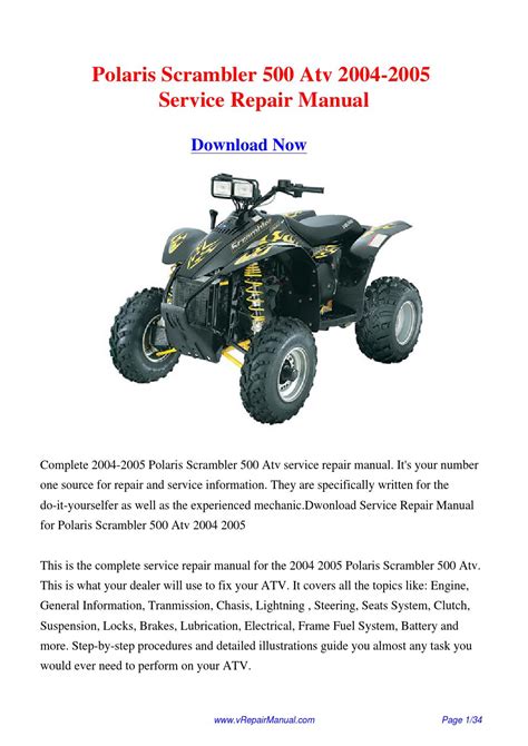 Polaris Scrambler 500 Atv Pdf Service Repair Workshop Manual